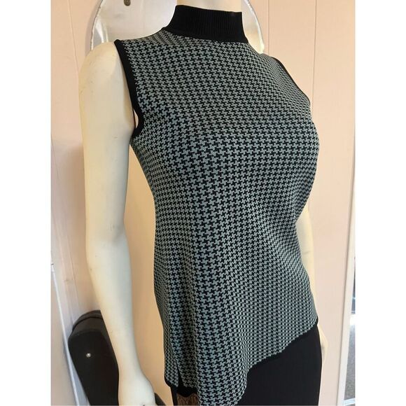 Exclusively Misook Dusty Blue & Black Herringbone Sleeveless Shell S - Picture 3 of 7